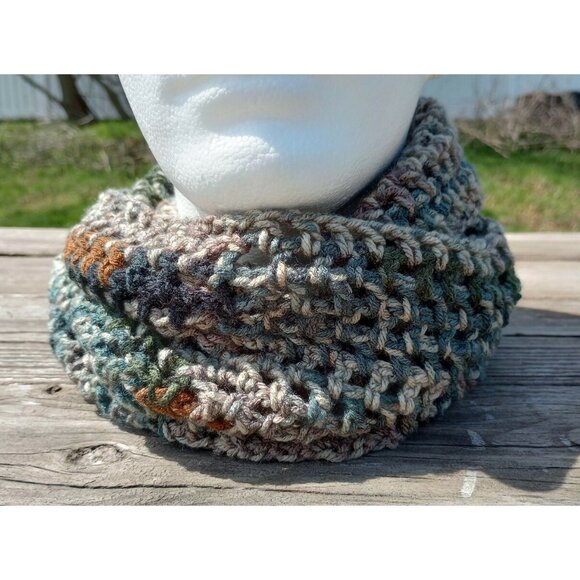 Men's Hipster Infinity Scarf Cowl Camouflage Green Black Brown Hunting Woodsy OS - Picture 3 of 9